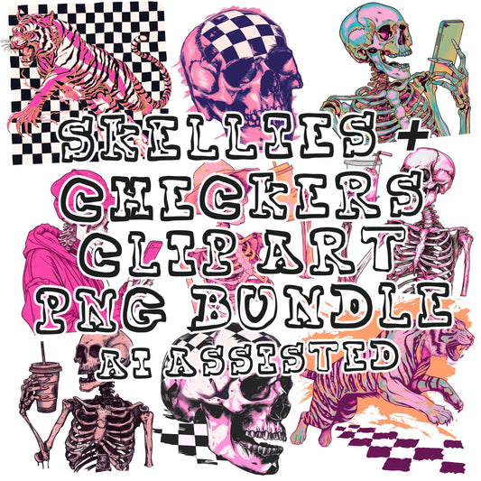 Skellies & Checkers Clip Art PNG Bundle (AI Assisted)