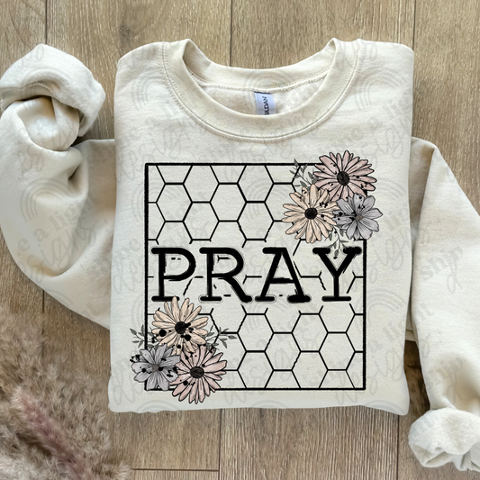 Pray Chicken Wire Floral Digital Download PNG