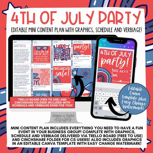 4th of July Mini Content Plan - Graphics, Schedule + Verbiage for Any Small Business!