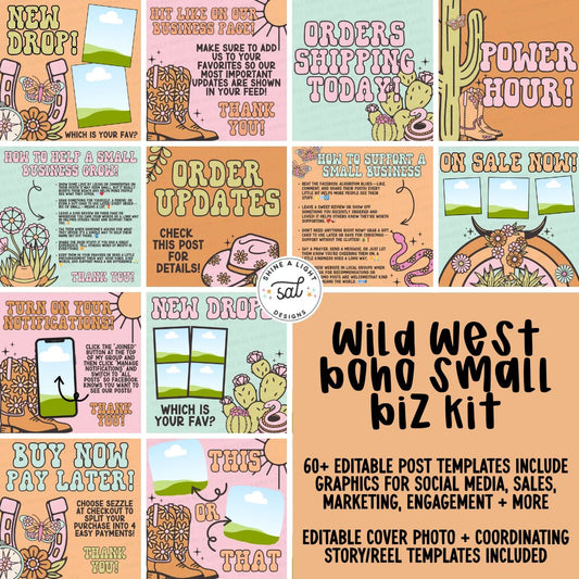 Wild West Boho 2025 Small Biz Kit (Includes Editable Cover Photos!)