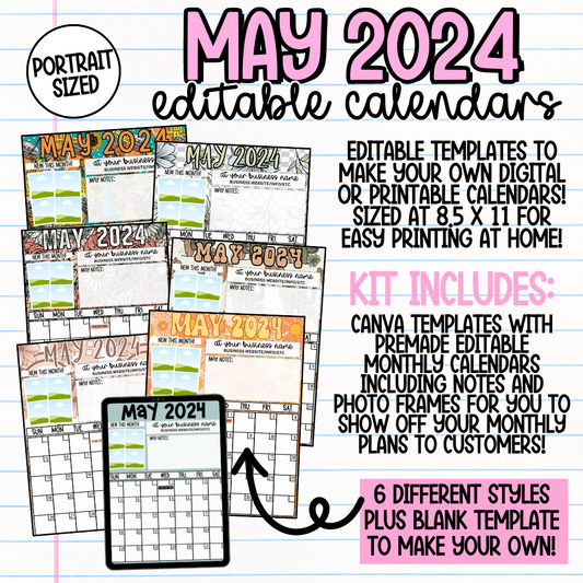 May 2024 Portrait Calendar Templates