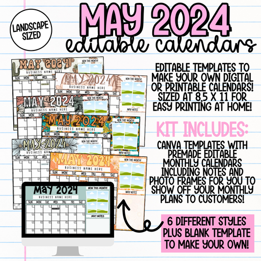 May 2024 Landscape Calendar Templates