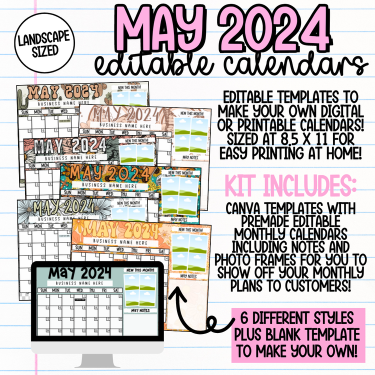 May 2024 Landscape Calendar Templates