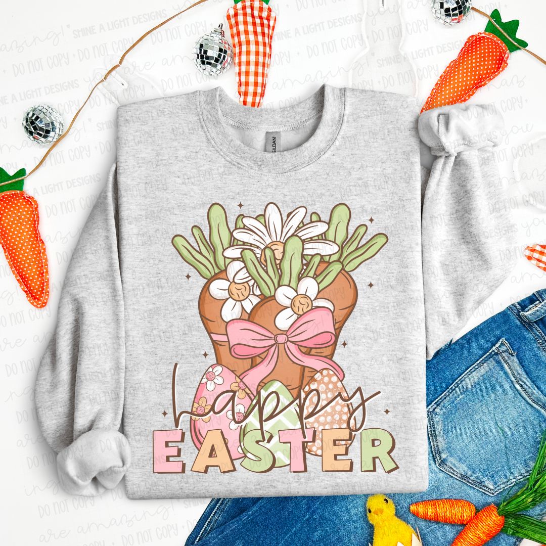 Happy Easter Carrot Bouquet PNG Digital Design (Instant Download)