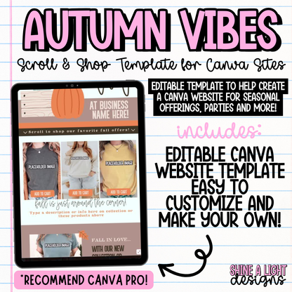 Autumn Vibes Scroll & Shop Canva Site Template