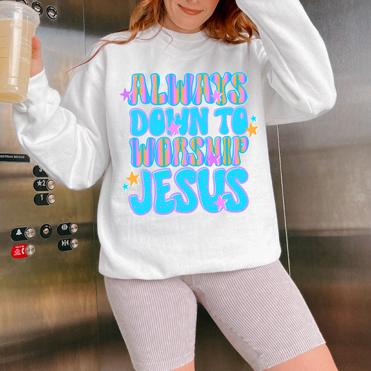 Always Down To Worship (BLUE/PURPLE)  PNG Digital Design (Instant Download)