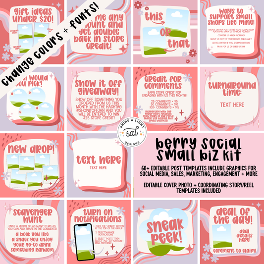 Berry Social Small Business Social Media Kit (Editable Canva Templates)