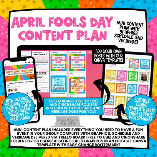 April Fools Day Content Plan - Graphics, Schedule + Verbiage for Any Small Business!