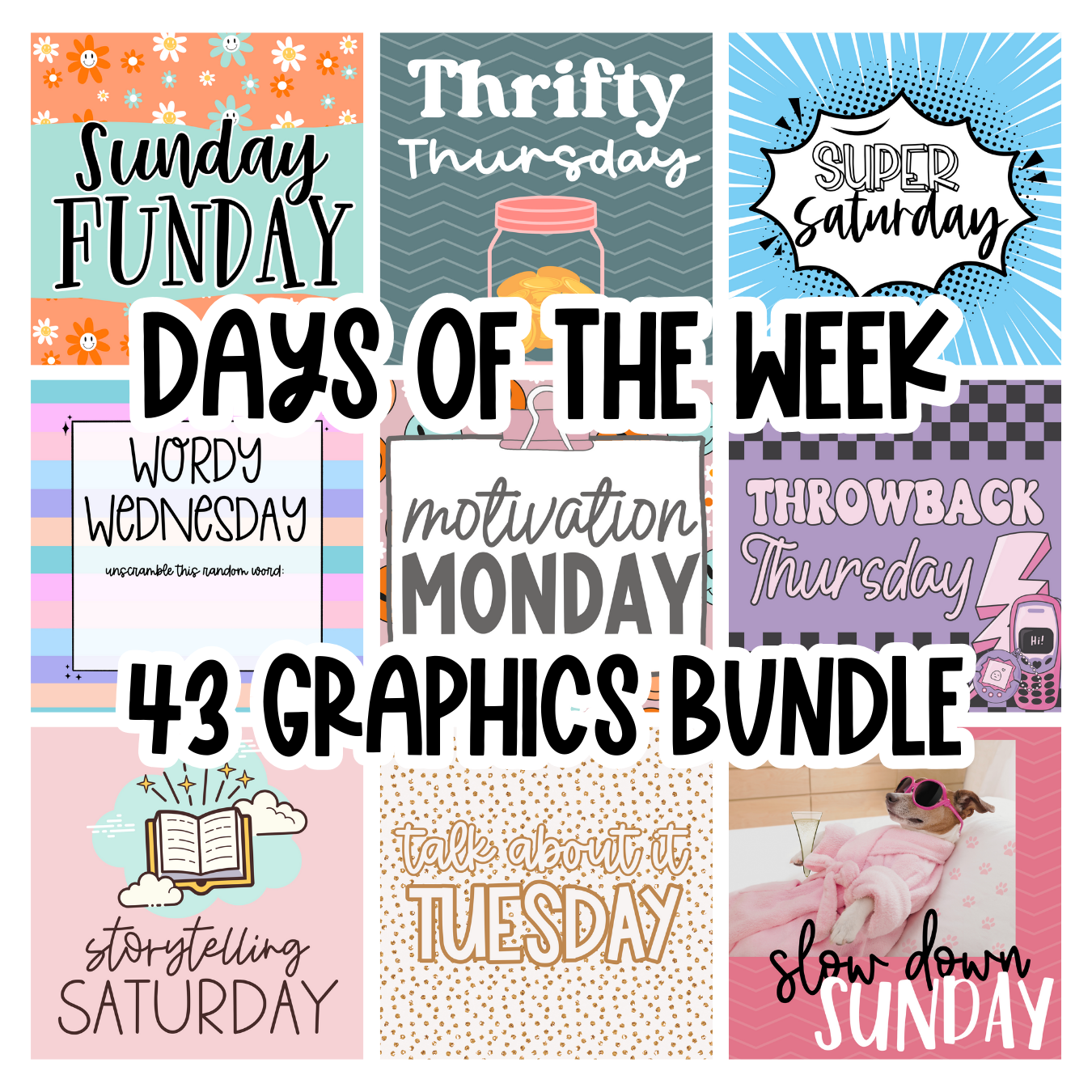 Days of the Week Graphics Bundle – Shine A Light Graphic Design