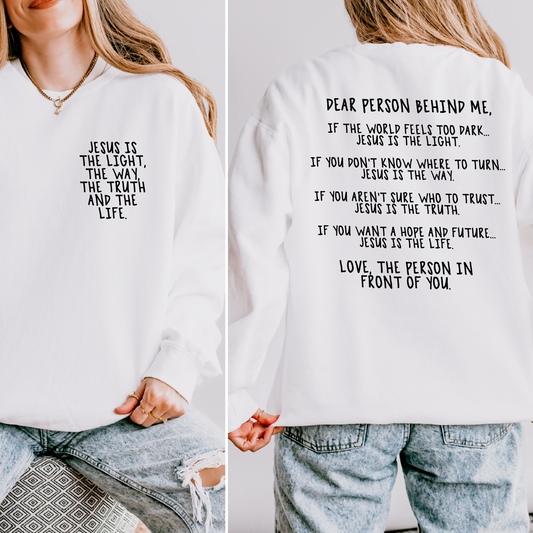 Dear Person Way Truth Life Handwritten Pocket/Back White & Black PNG Digital Design (Instant Download)