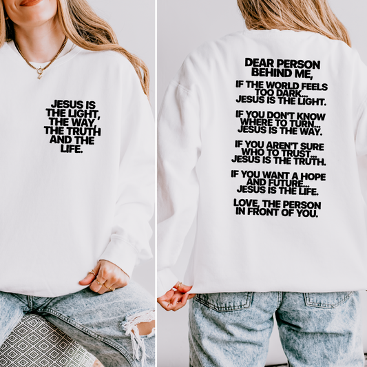 Dear Person Way Truth Life Bold Font Pocket/Back White & Black PNG Digital Design (Instant Download)