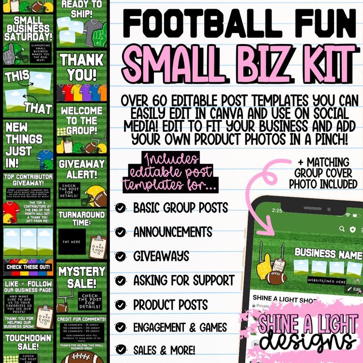 Football Fun Small Biz Kit (Includes Editable Cover Photo!)