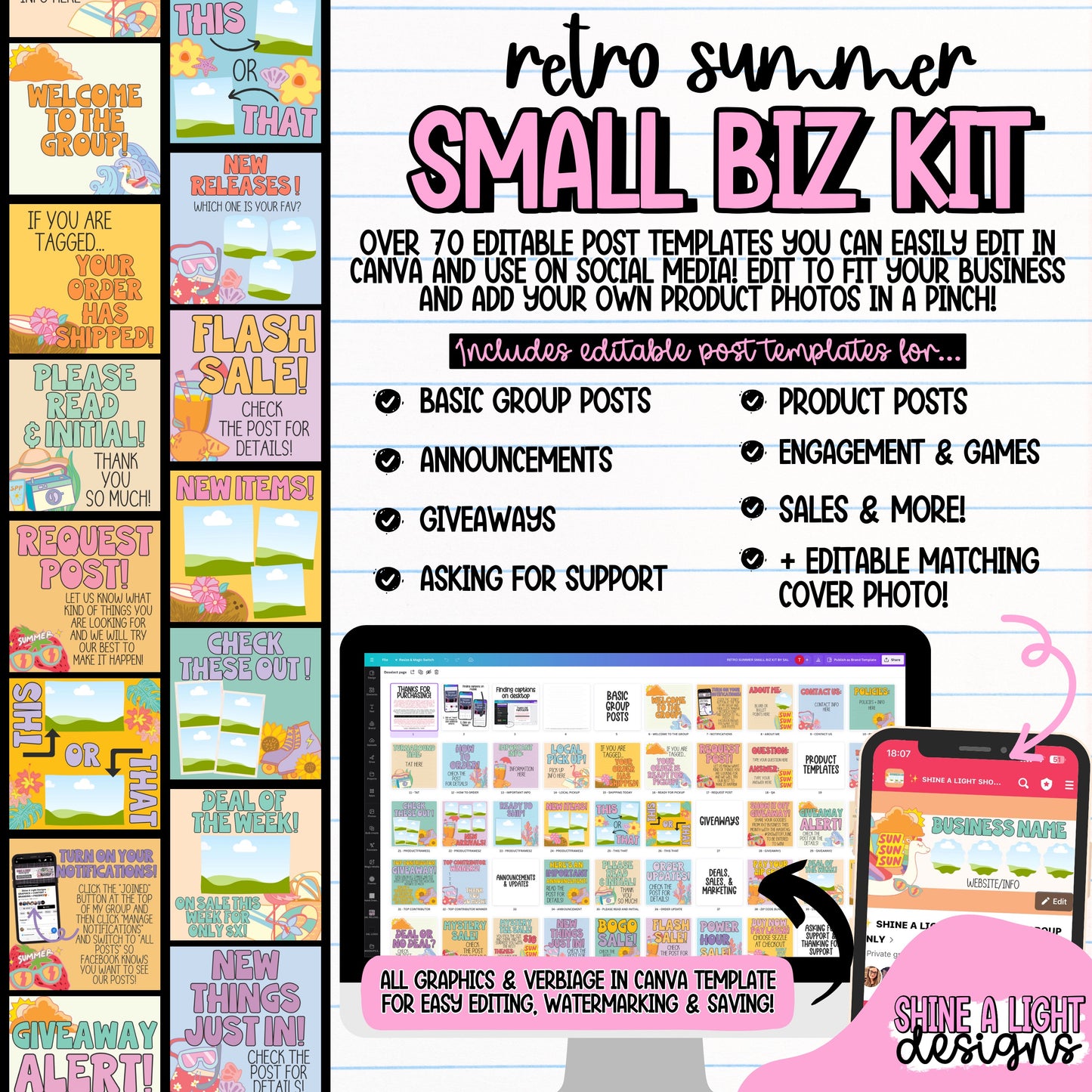 RETRO SUMMER Small Biz Kit (Includes Editable Cover Photo!)