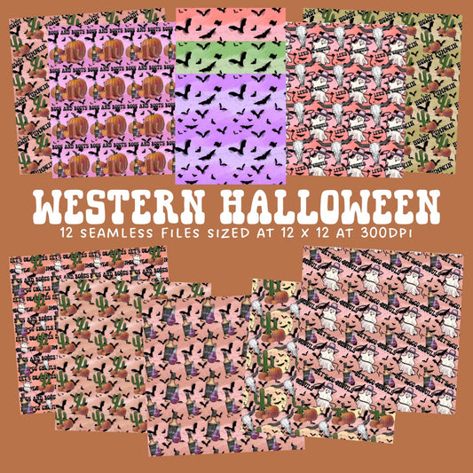 Western Halloween Seamless Bundle Download PNG