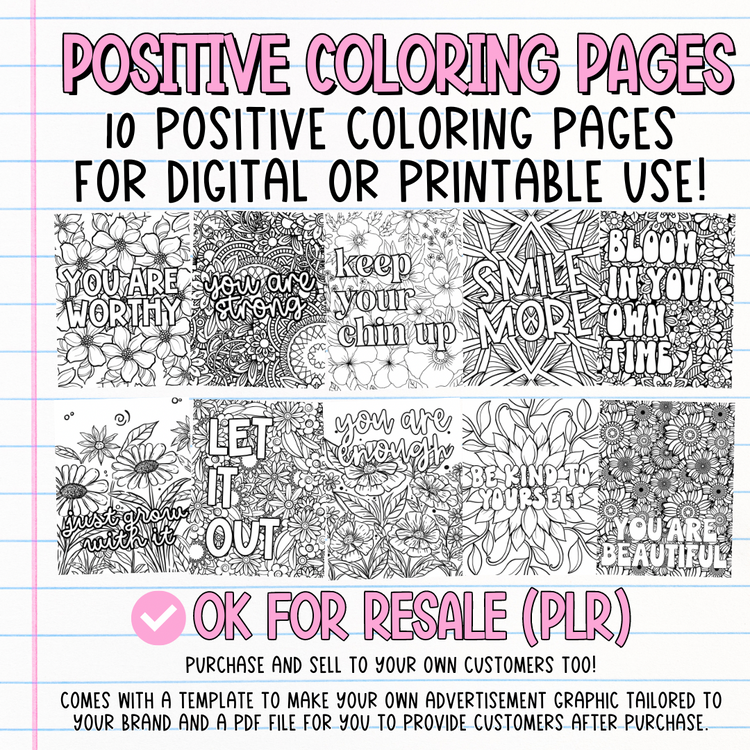 Positive Coloring Pages (OK for Resale!)