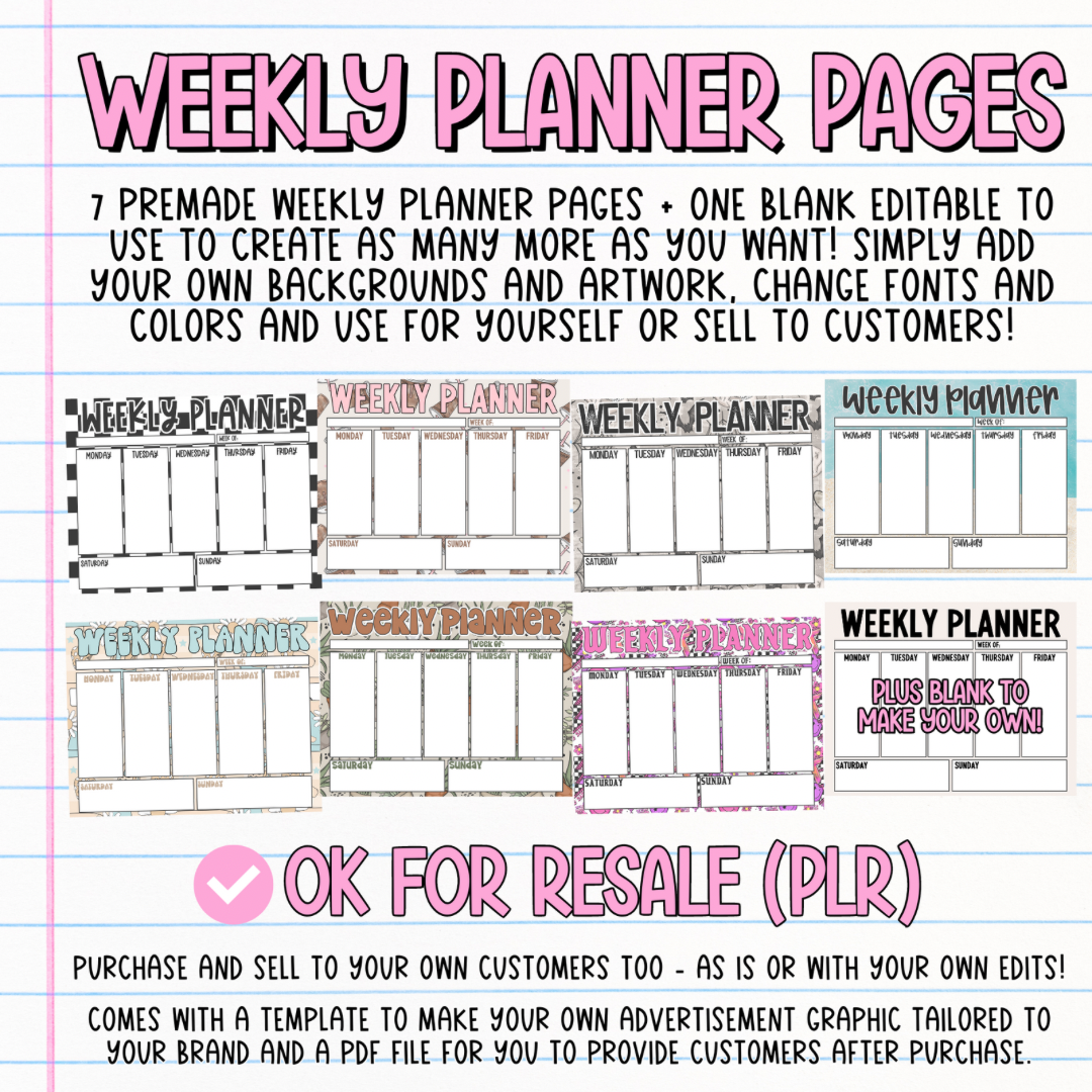 Weekly Planner Pages (OK for Resale!)