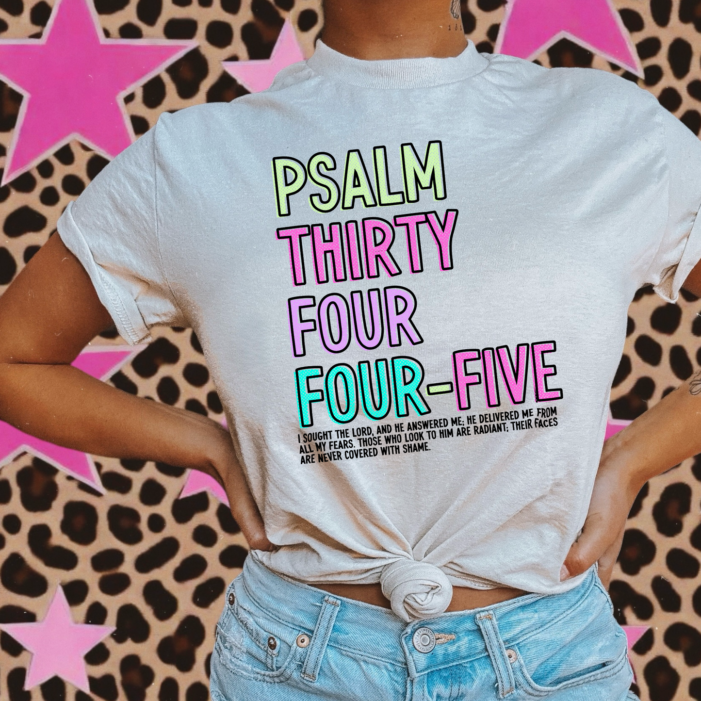 Psalm 34:4-5 Bright Halftone Digital Download PNG