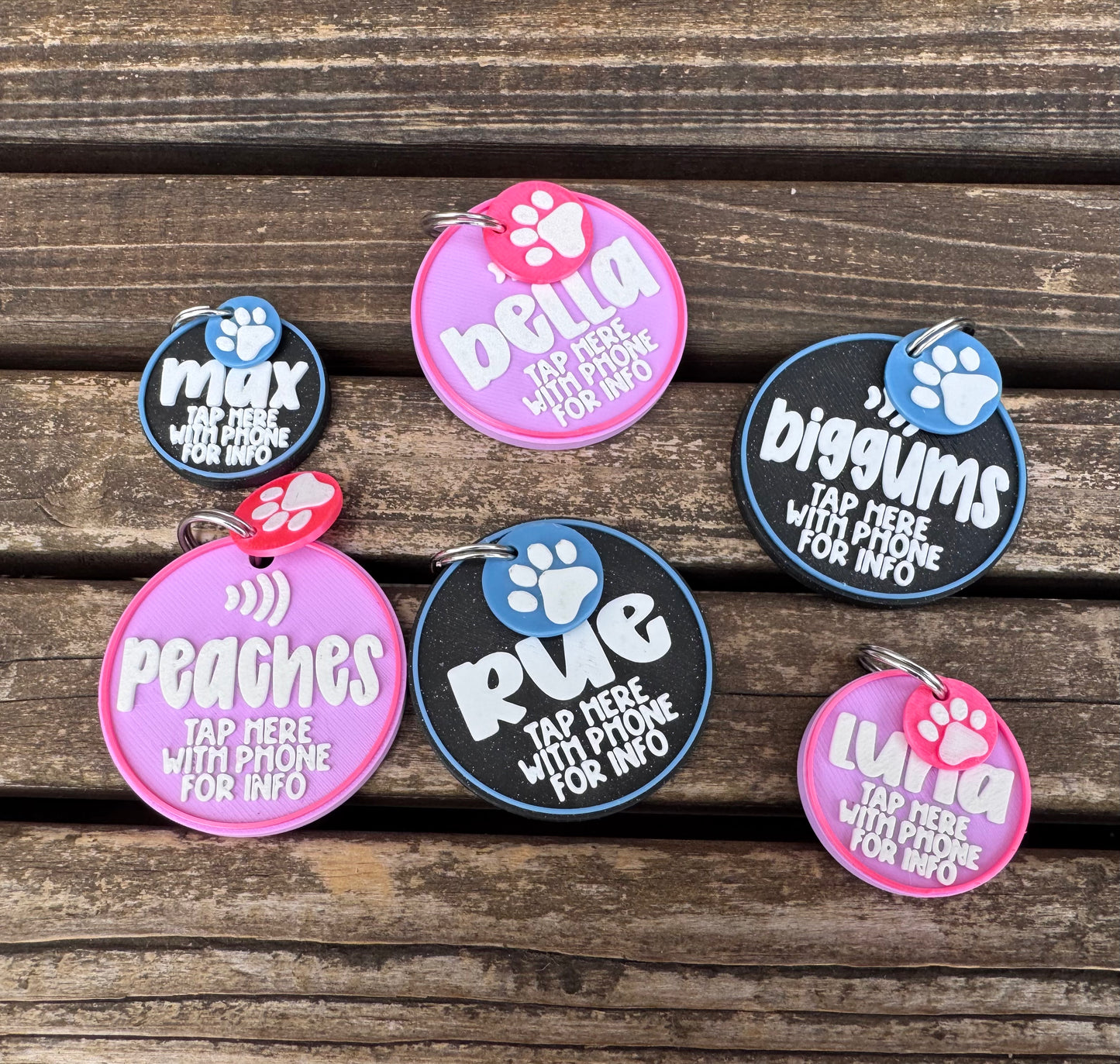 Personalized NFC Pet Tag | Tap With Phone For Info | Reprogrammable Dog or Cat Tag