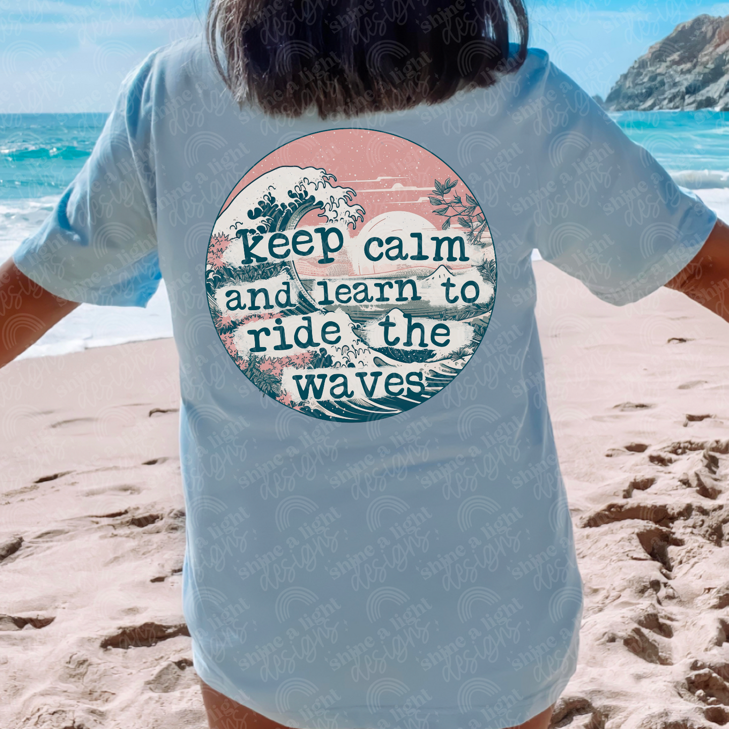 Keep Calm And Learn To Ride The Waves Digital Download PNG