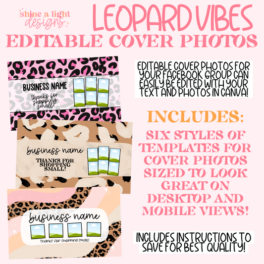 Editable Leopard Vibes Cover Photos (3 Styles)