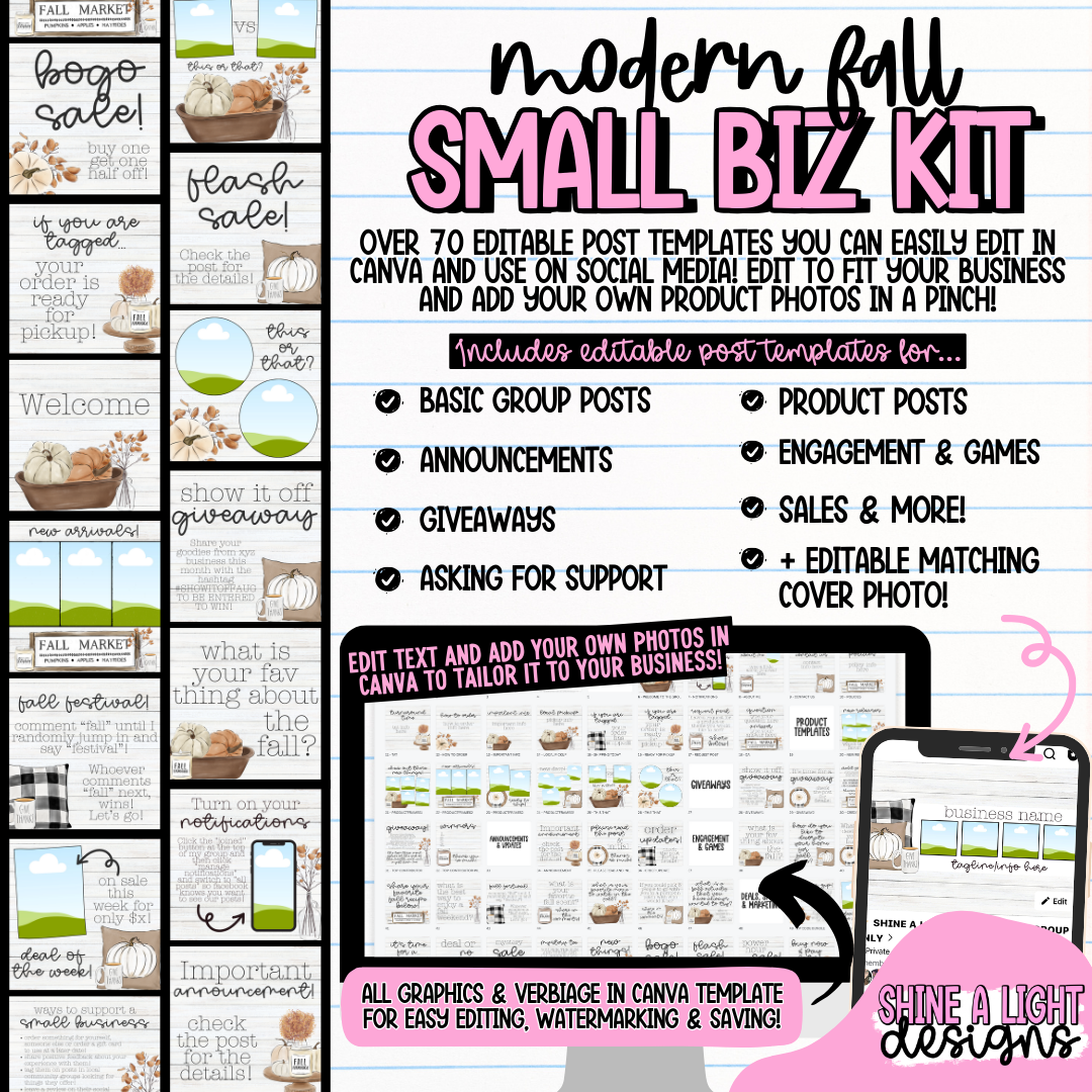 Modern Fall Small Biz Kit (Includes Editable Cover Photo!)