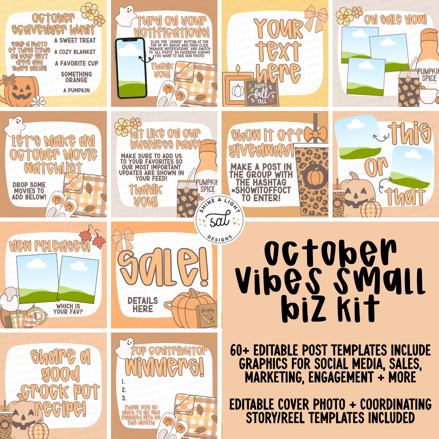 October Vibes Small Biz Kit (Includes Editable Cover Photos!)