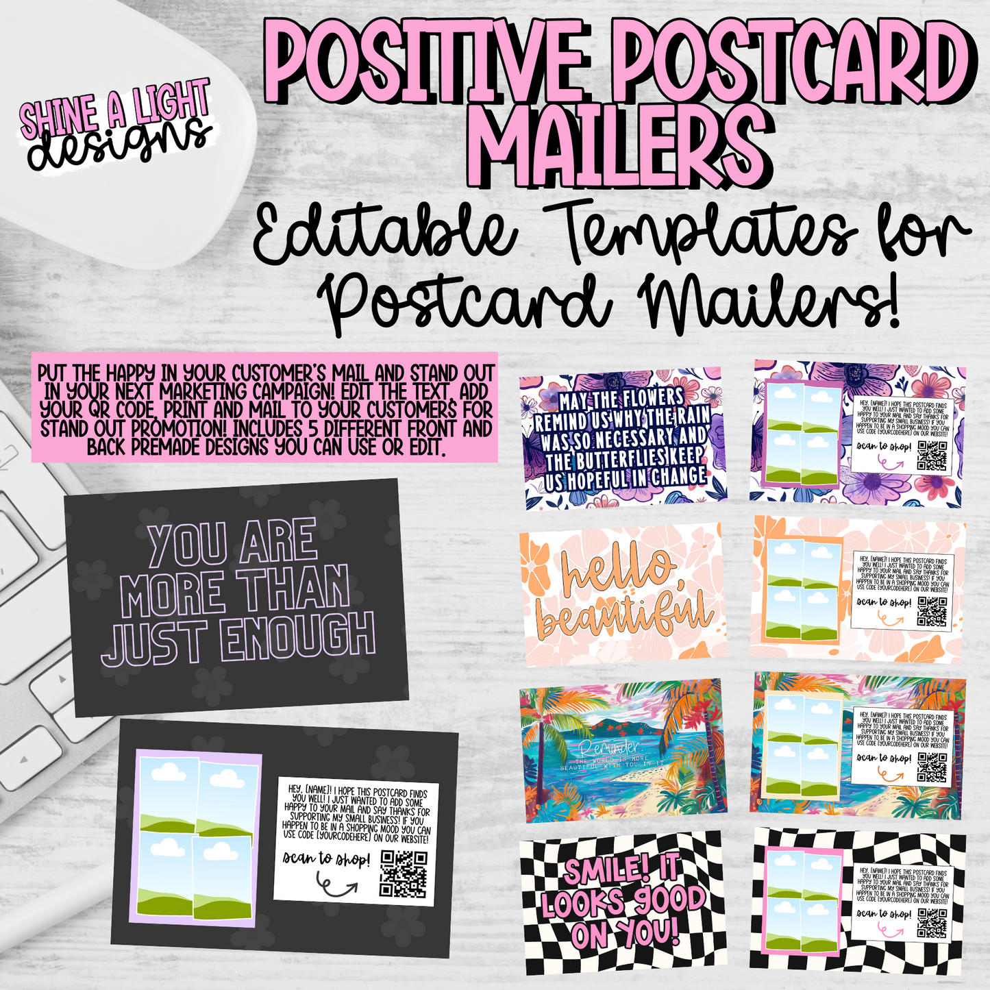 Positive Promotional Postcard Mailers Canva Template