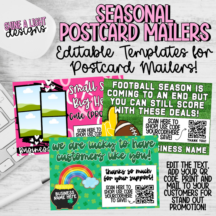 DIY Seasonal Promotional Postcard Mailers Canva Template