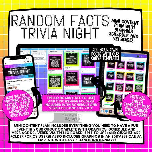 Random Facts Trivia Night  Content Plan - Graphics, Schedule + Verbiage for Any Small Business!