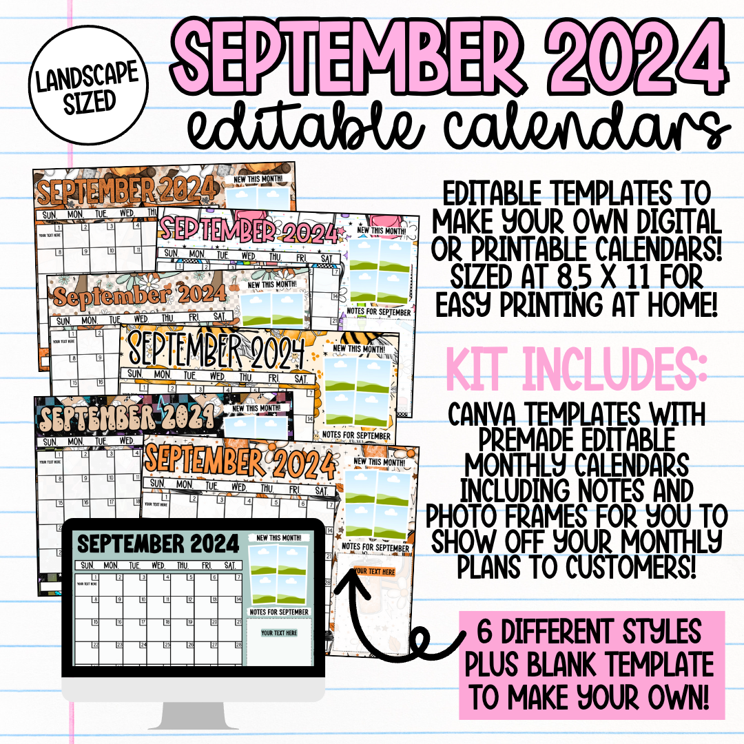 September Landscape Calendar Templates