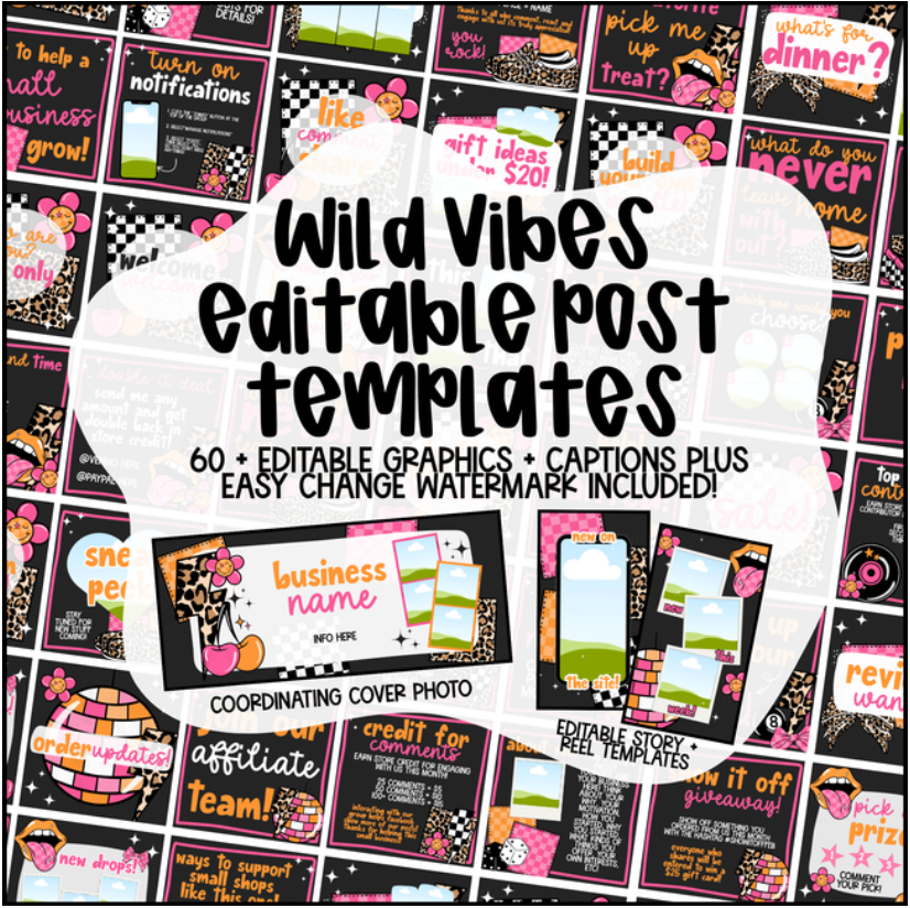 Wild Vibes Small Business Social Media Kit (Editable Canva Templates)