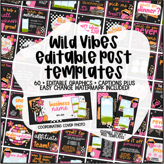Wild Vibes Small Business Social Media Kit (Editable Canva Templates)
