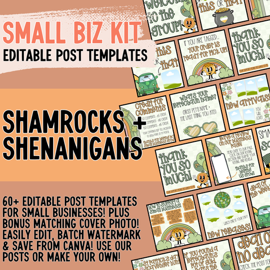 Shamrocks + Shenanigans Small Biz Kit (Includes Editable Cover Photos!)