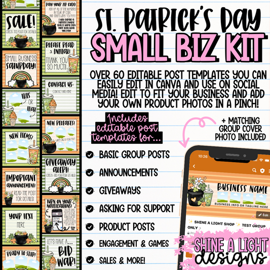 St. Patrick's Day Small Biz Kit (Includes Editable Cover Photo!)