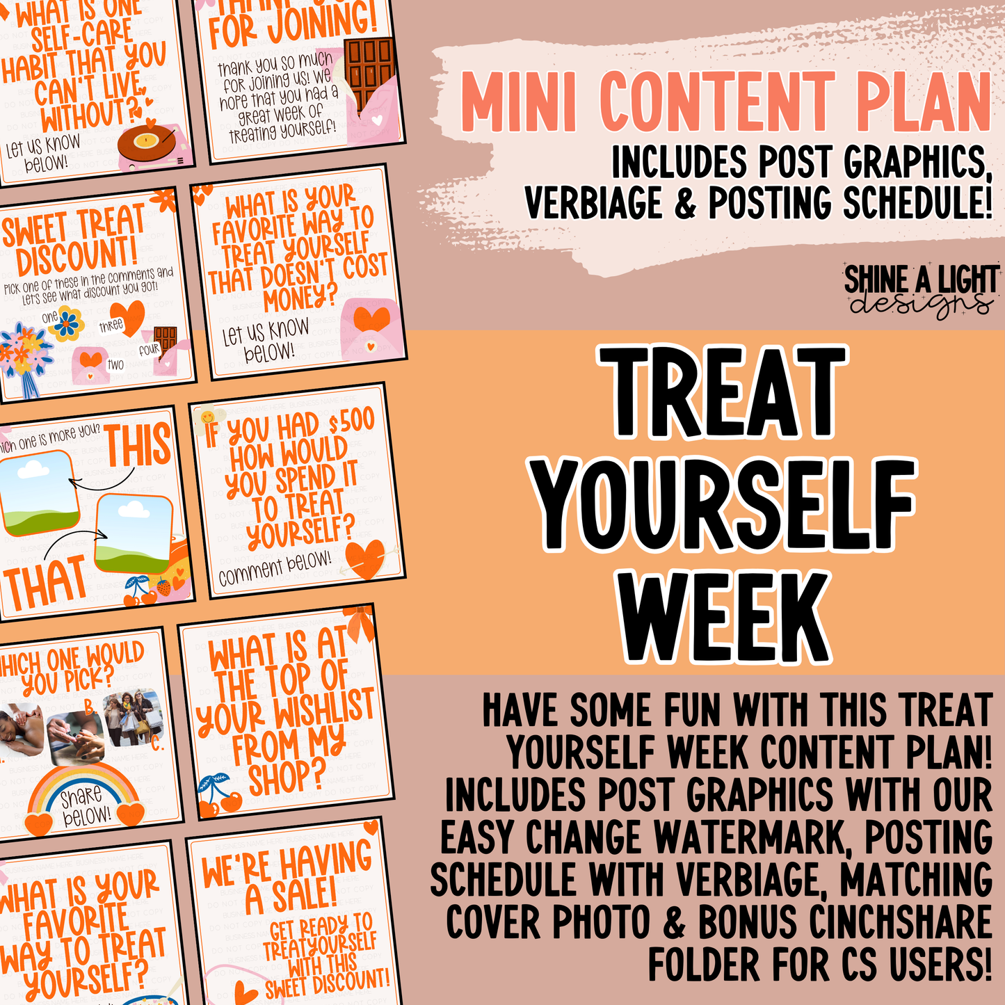 Treat Yourself Week - Graphics, Schedule + Verbiage for Any Small Business!