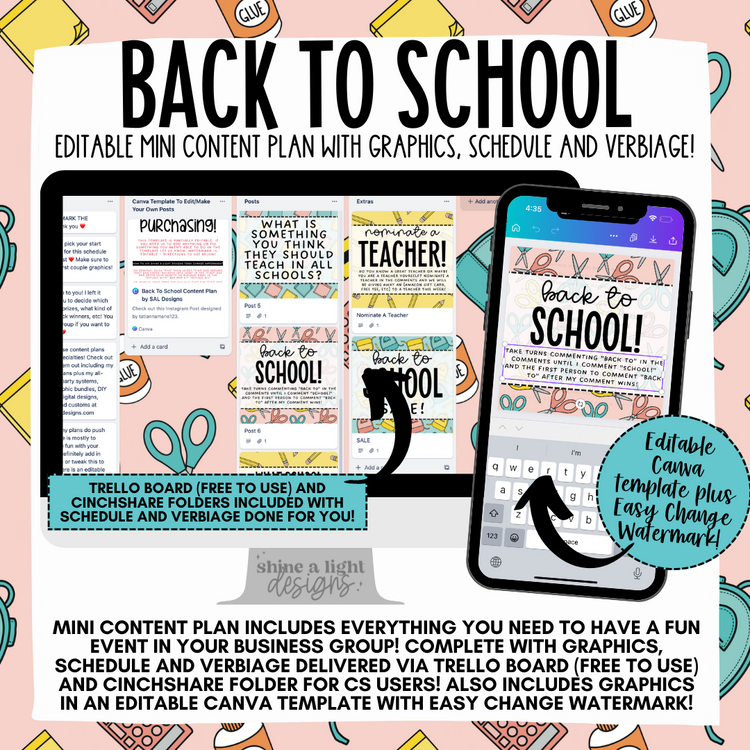 Back To School Mini Content Plan - Graphics, Schedule + Verbiage for Any Small Business!