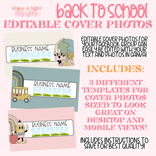 Back To School Editable Cover Photos