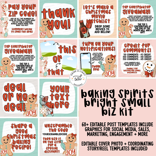 Baking Spirits Bright Small Biz Kit (Includes Editable Cover Photos!)