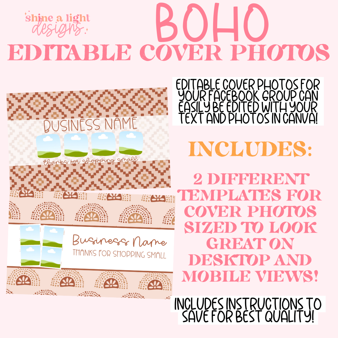 Boho Editable Cover Photos