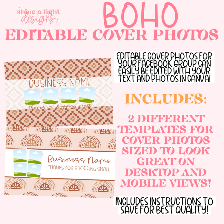 Boho Editable Cover Photos