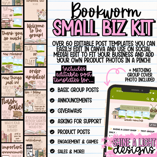 Bookworm Small Biz Kit (Includes Editable Cover Photo!)