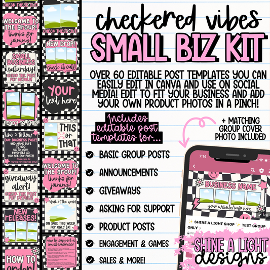 Checkered Vibes Small Biz Kit (Includes Editable Cover Photo!)