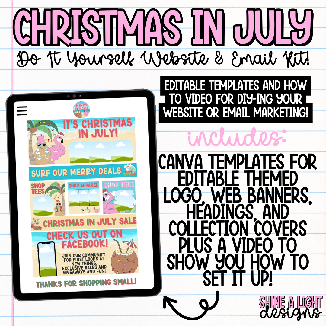 Christmas In July Theme DIY Website Email Kit Shine A Light Graphic Christmas in july theme diy website email kit shine a light graphic
