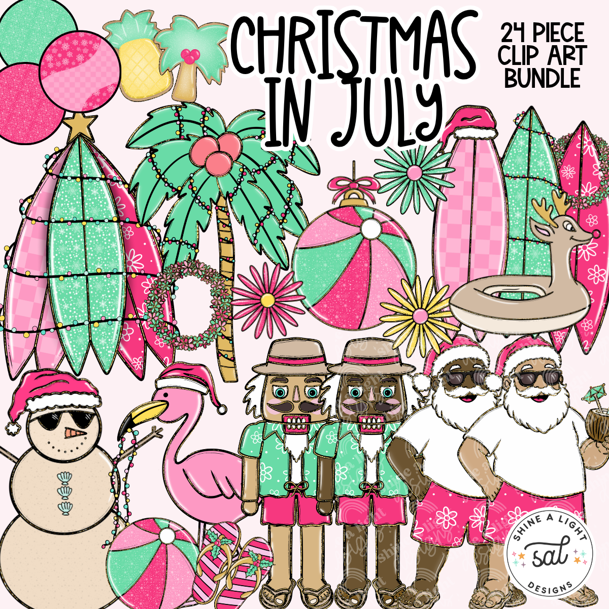 Christmas In July Clipart | 24 Elements | Hand Drawn Clipart