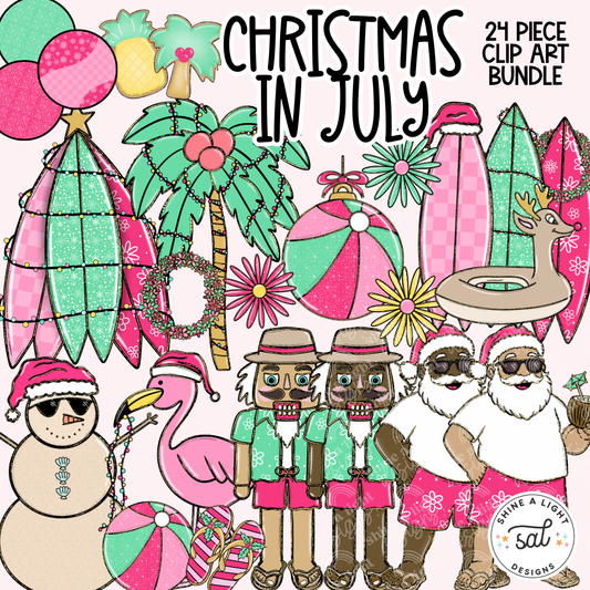 Christmas In July Clipart | 24 Elements | Hand Drawn Clipart