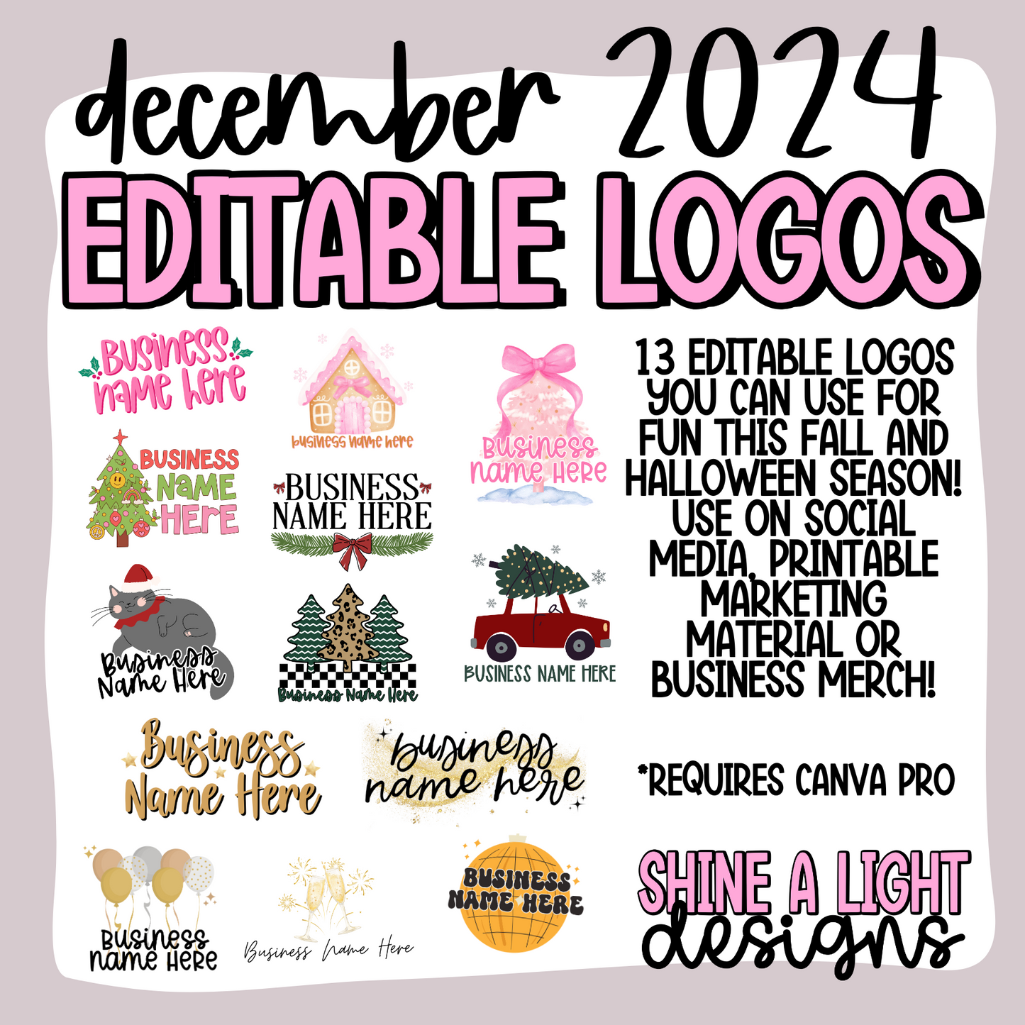 Editable Christmas & New Year Logos *Requires Canva Pro