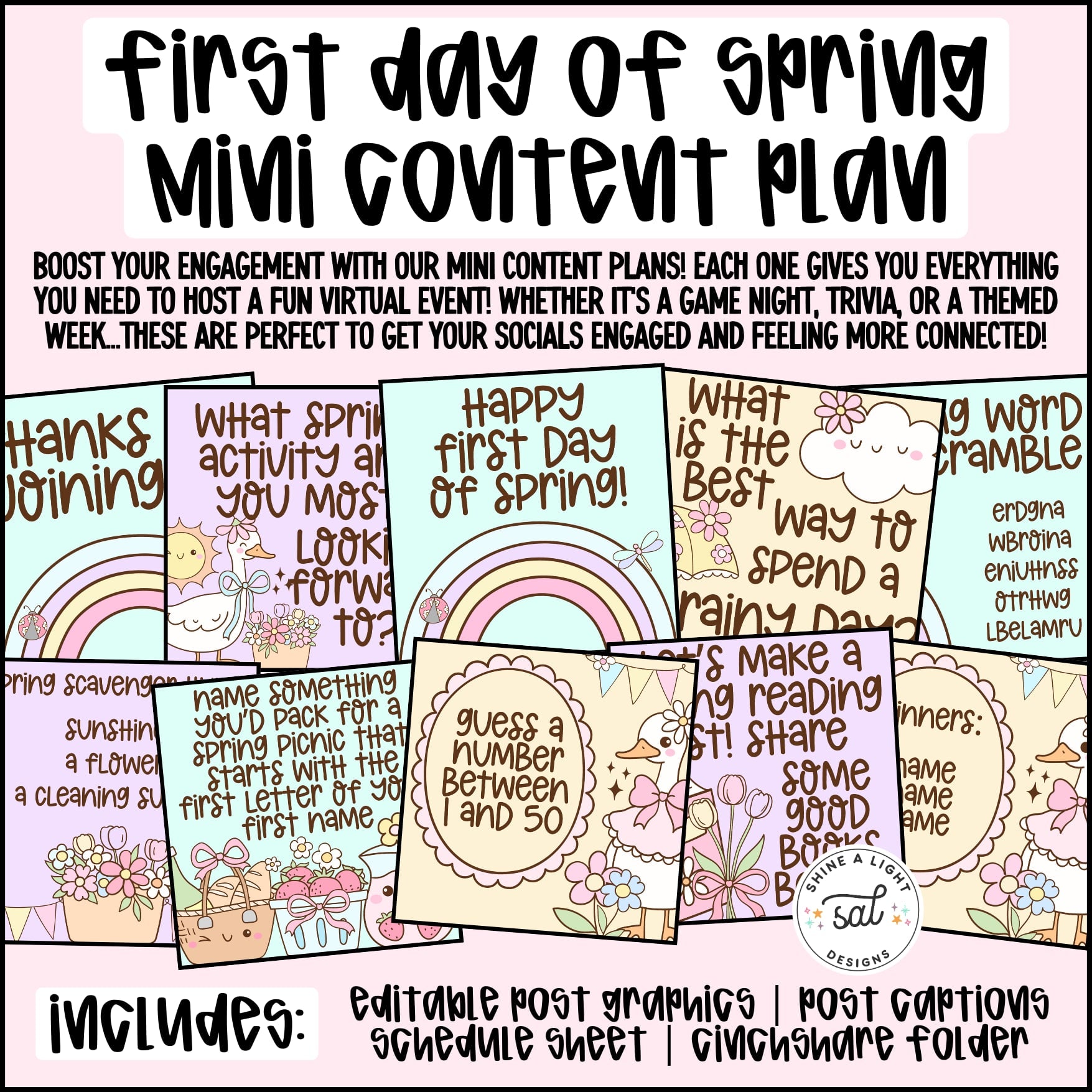 First Day Of Spring Mini Content Plan - Graphics, Schedule + Verbiage ...