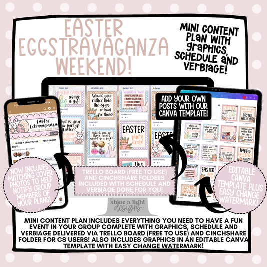 Easter Eggstravaganza Weekend Content Plan - Graphics, Schedule + Verbiage for Any Small Business!