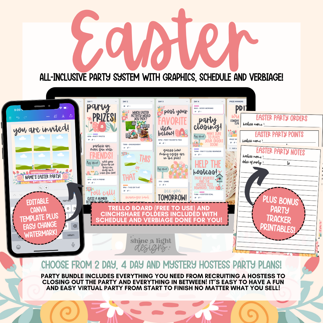 Easter Virtual Event Easter Easy Peasy Virtual Party System (2024) – Shine A Light Graphic ...