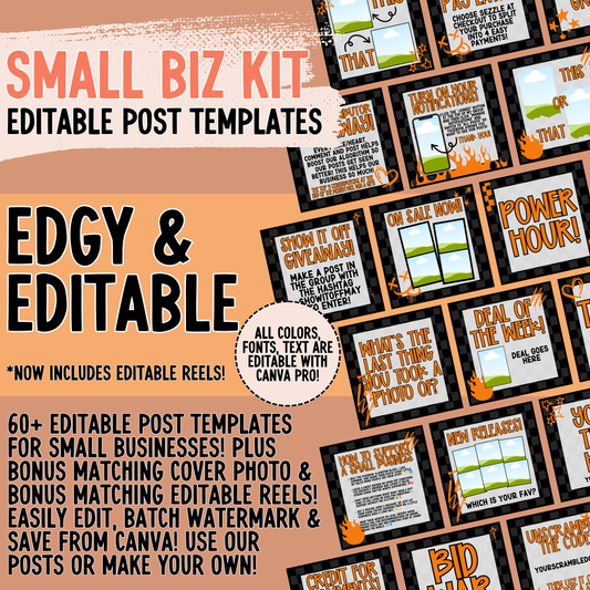 Edgy & Editable Small Biz Kit (Includes Editable Cover Photos!)